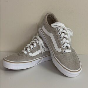 Vans: Women's Tan & White Classic Sneakers, Size 6.5 Women's